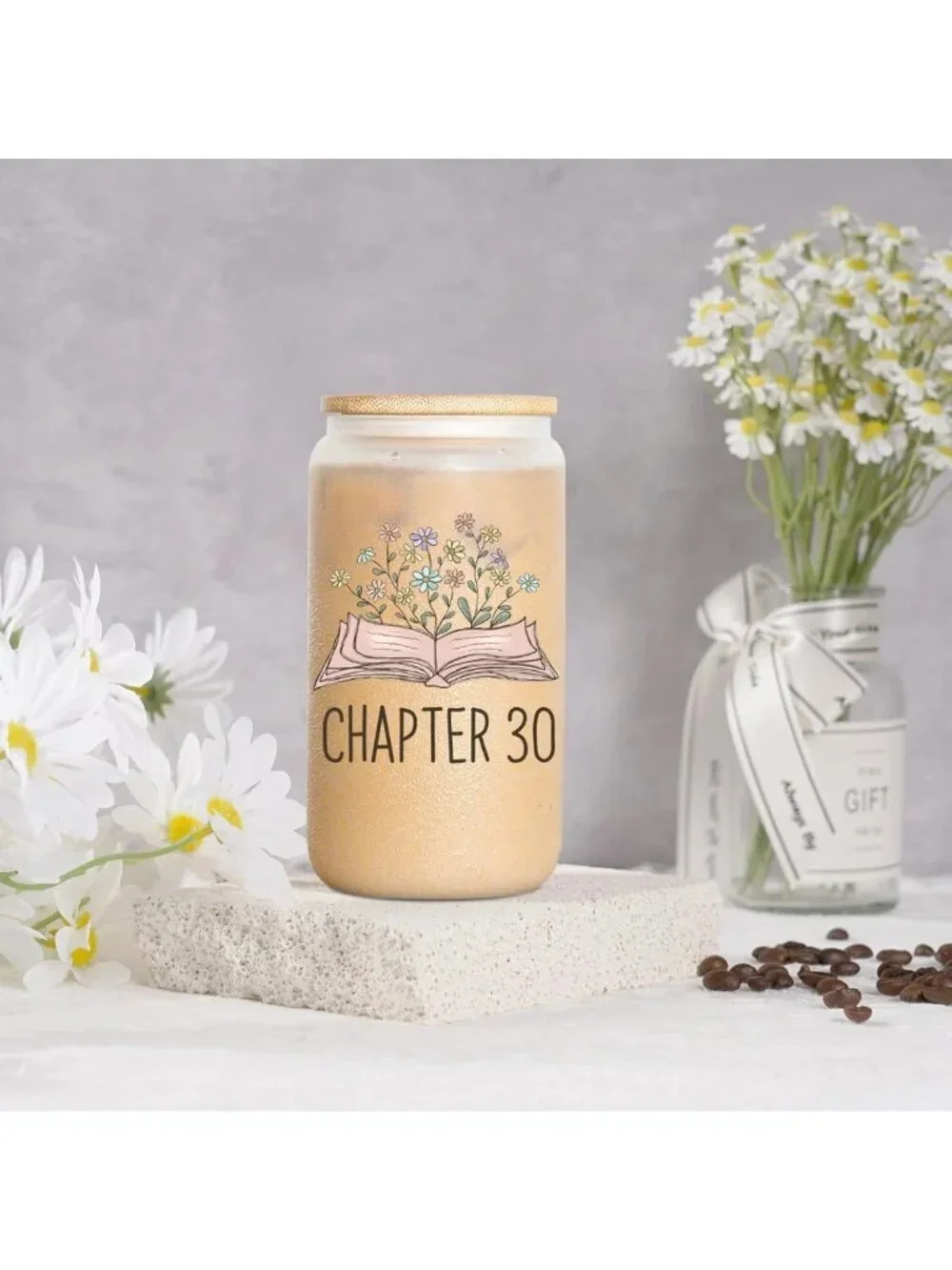 30th Birthday Glass Cup - Cute Gift for Her, Turning 30, 16 oz Coffee Tumbler